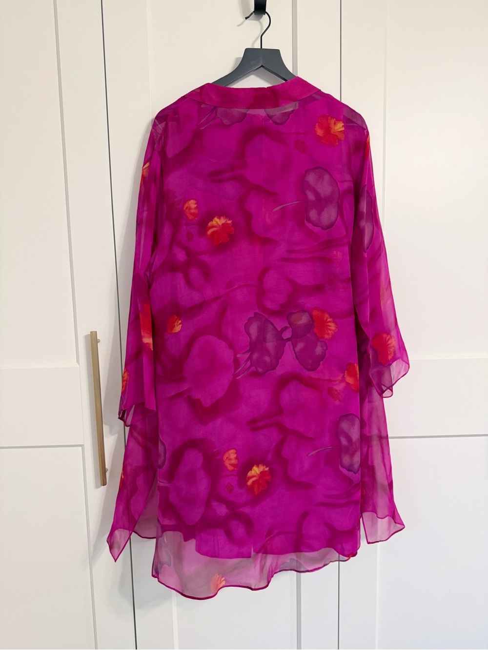Rickie Freeman Teri Jon Women’s 12 100% Silk Pink Floral Sheath Tank Dress Cape - Picture 2 of 5